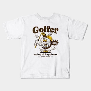 Golfer, swing of happiness Kids T-Shirt